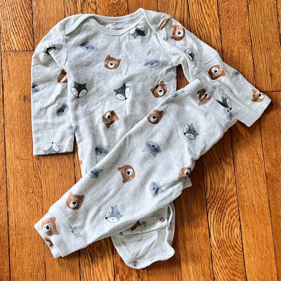 Bear & Raccoon long-sleeve and pants set - 12M, Just One You - Picture 1 of 4